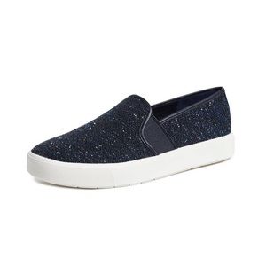 Vince Textured Tweed Navy Slip On Sneakers